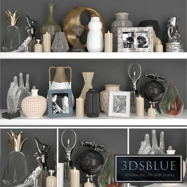 Huge decor set with figurines and candles 3DS Max - thumbnail 3