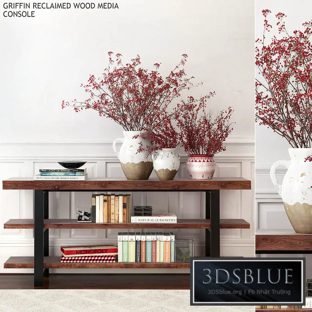 Pottery barn GRIFFIN RECLAIMED WOOD MEDIA CONSOLE 3DS Max - thumbnail 3