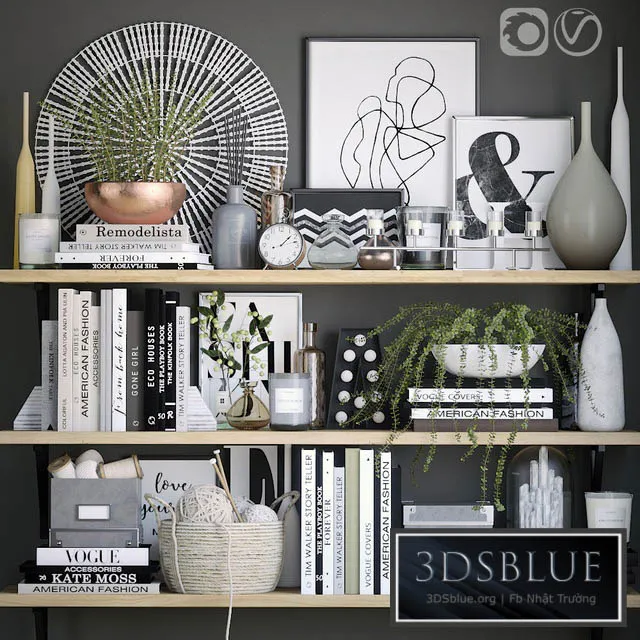 Black and white decor set 6 3DS Max - thumbnail 3