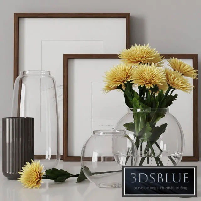 decorative set with yellow chrysanthemums 05 3DS Max - thumbnail 3