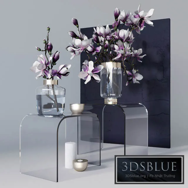Decorative set with magnolia 3DS Max - thumbnail 3