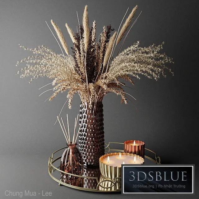 Dry bouquet in the decorative vase | Bouquet of dried flowers in a decorative vase 3DS Max - thumbnail 3