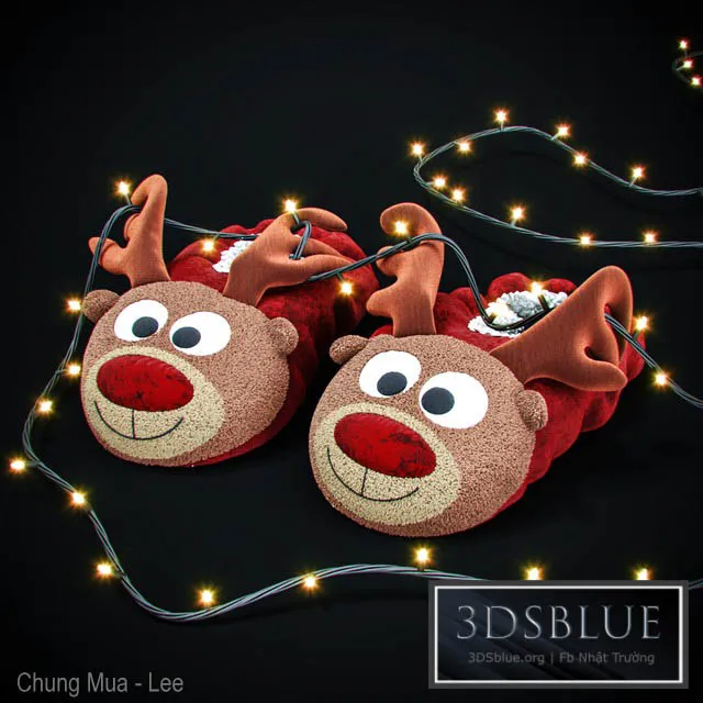 “New Year's slippers “”Deer of Santa Claus””” 3DS Max - thumbnail 3