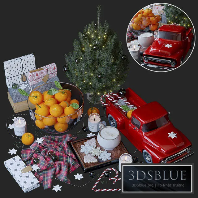 Christmas style decorative set 3DS Max - thumbnail 3