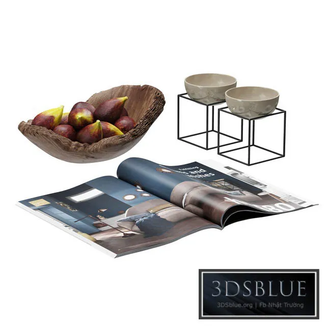 Coffee Table Accessories Magazine Fig Bowl Plate 3DS Max - thumbnail 3
