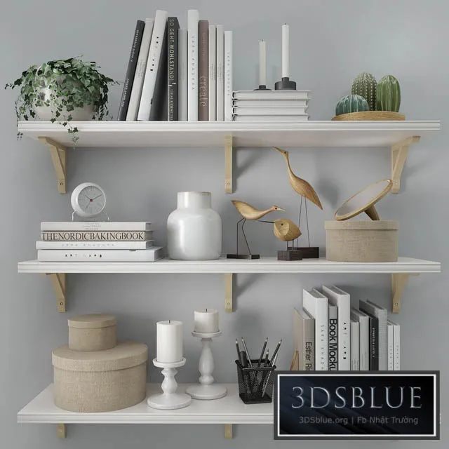 Shelves Bergshult \/ Sandshult (ikea) with Decorative Filling 3DS Max - thumbnail 3