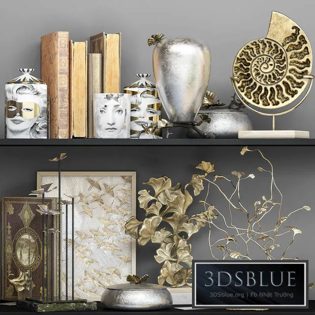 Decorative set collection with rare books and decor 3DS Max - thumbnail 3
