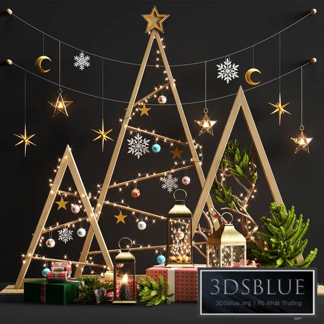 New year decorative set 2 3DS Max - thumbnail 3