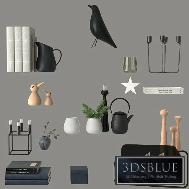 Decor Set Shelves Five 3DS Max - thumbnail 3