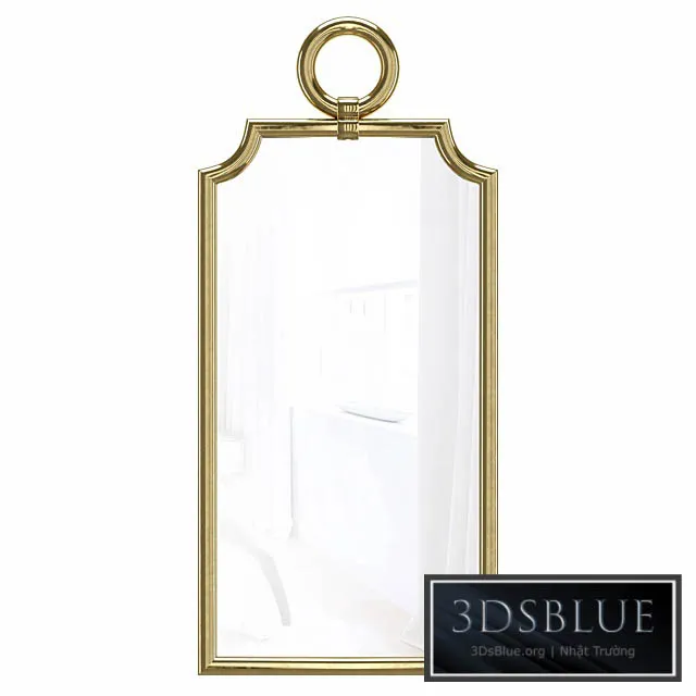 Designer stylish mirror in the frame Piedmont Gold 3DS Max - thumbnail 3