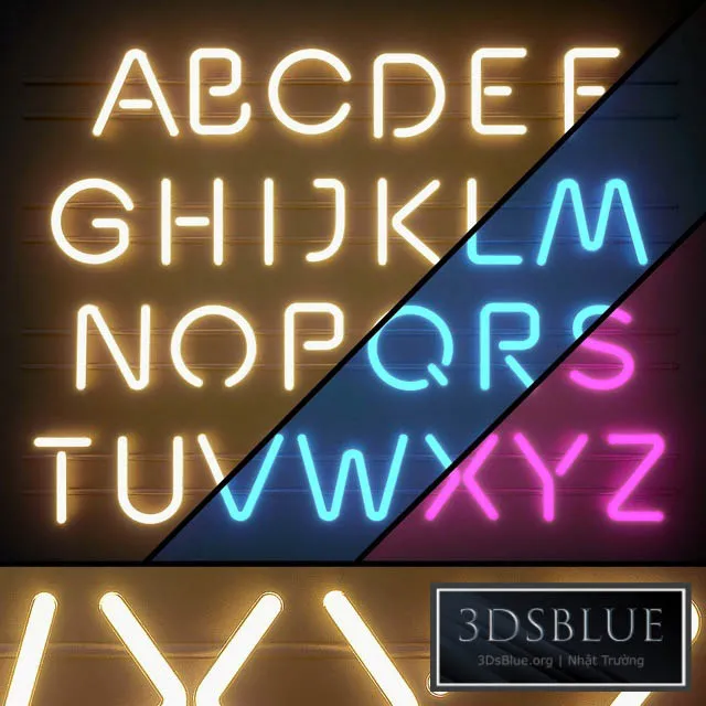 Light modules. Set 06. Neon Alphabet 3DS Max - thumbnail 3