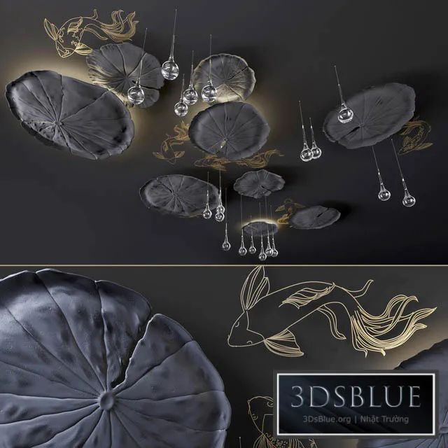 Ceiling decor – Water Lily and fish L 3DS Max - thumbnail 3