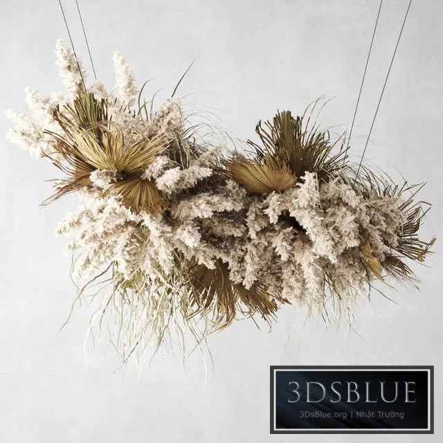 Pendant decor of Pampas grass and dried palm leaves 3DS Max - thumbnail 3