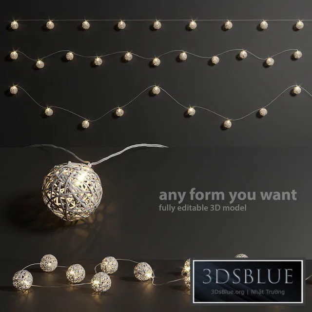 Editable garland lights set 3 3DS Max - thumbnail 3