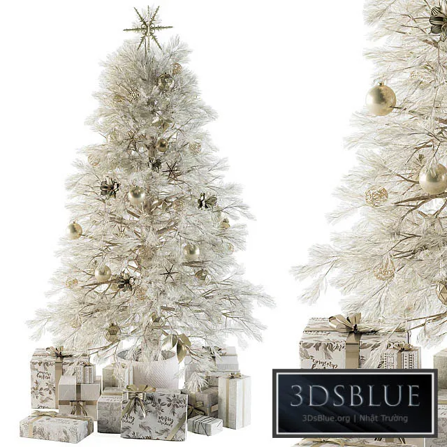 Christmas Decoration 01 – Christmas White Tree with Gift 3DS Max - thumbnail 3
