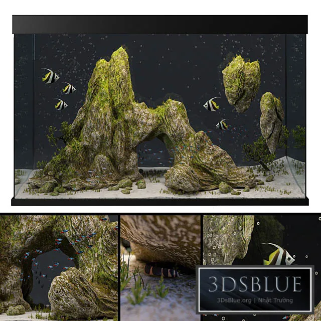 Aquarium with rocks and moss 3DS Max - thumbnail 3