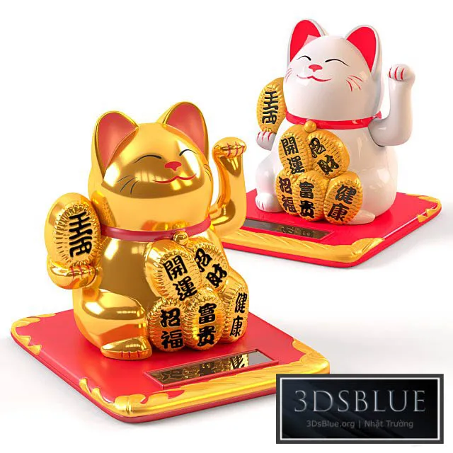 Maneki Neko Cat White and Gold 3DS Max - thumbnail 3