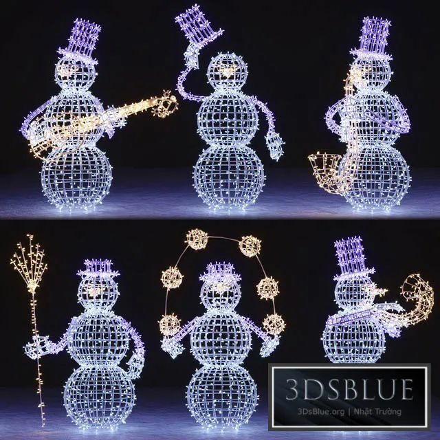 Snowman figures from garlands 3DS Max - thumbnail 3