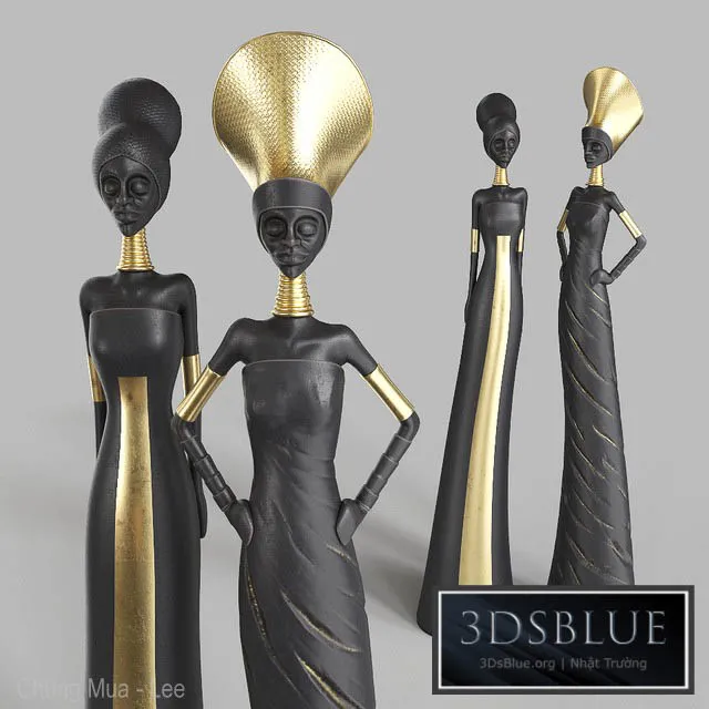 African Girls statuette 3DS Max - thumbnail 3