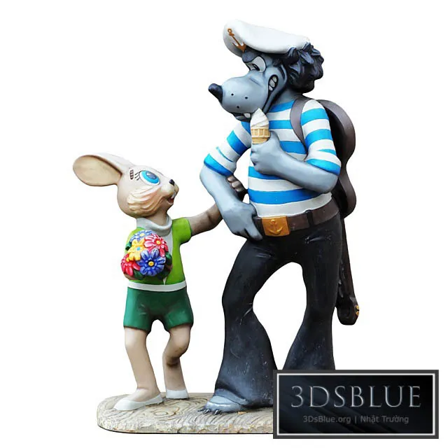 Sculpture of the characters Wolf and the Hare 3DS Max - thumbnail 3