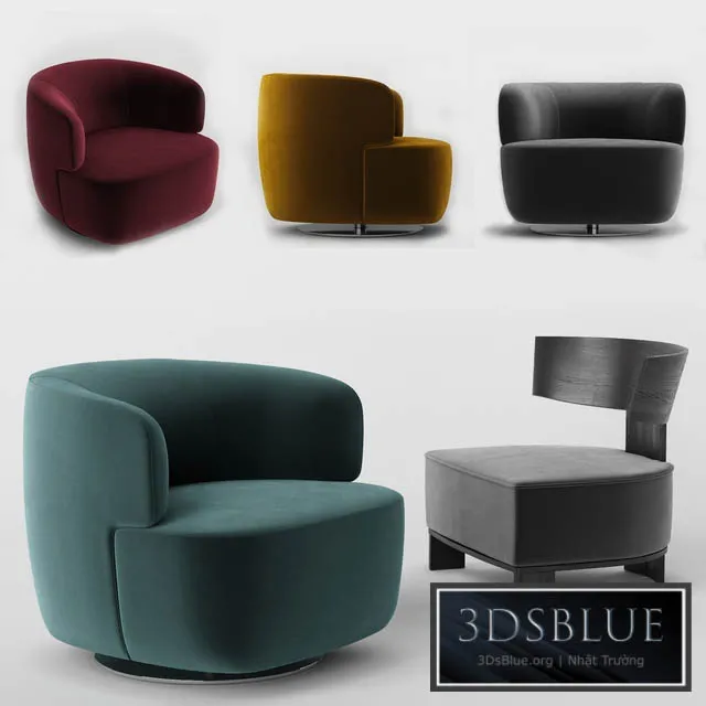 Molteni Elain and Clipper armchairs 3DS Max - thumbnail 3