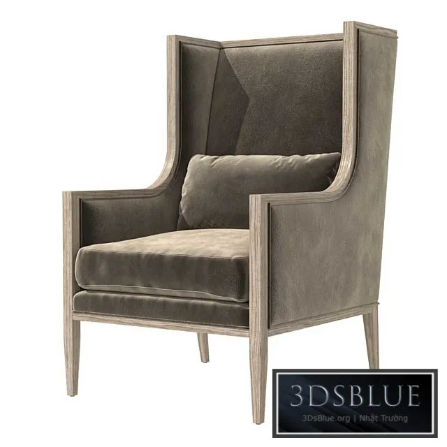 Restoration Hardware FRENCH CONTEMPORARY SLOPE ARM WINGBACK CHAIR 3DS Max - thumbnail 3