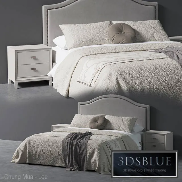 Beverly Queen Headboard Bed 3DS Max - thumbnail 3