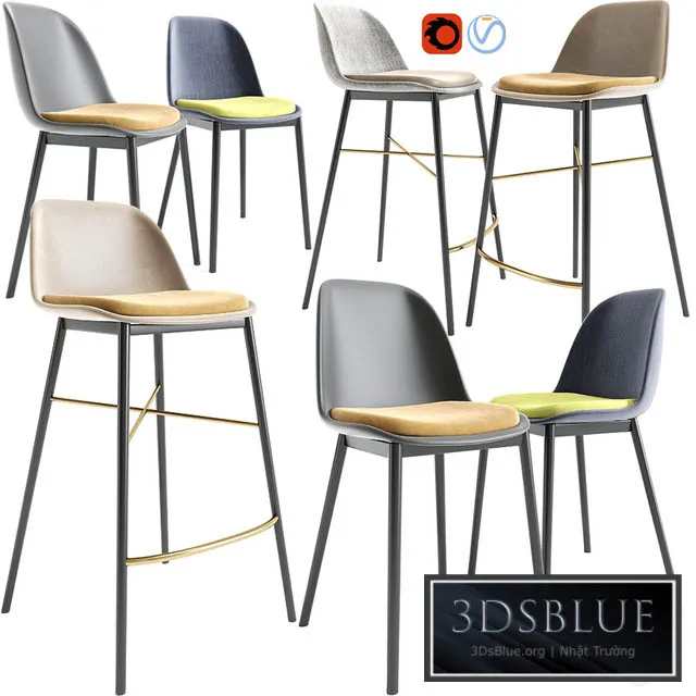 Modern Bar Stool And Dining Chair 3DS Max - thumbnail 3