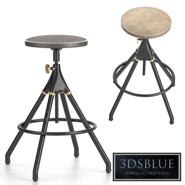 District Eight-Akron Counter Stool With Leather Seat 3DS Max - thumbnail 3