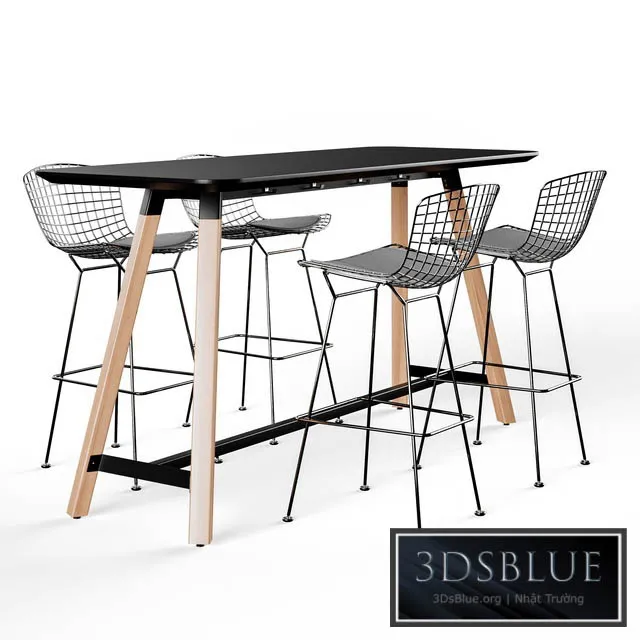 Knoll Bertoia Barstool Rockwell Unscripted Tall Table 3DS Max - thumbnail 3