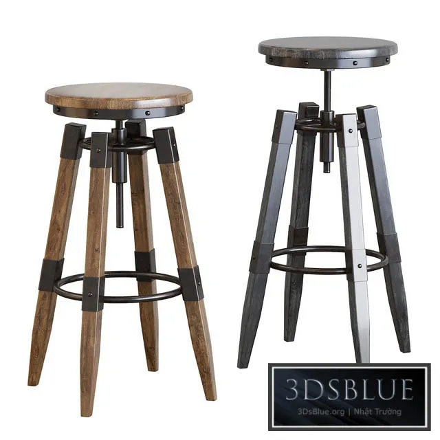 BY-lYJ Bar Stool Industrial Vintage Metal 3DS Max - thumbnail 3