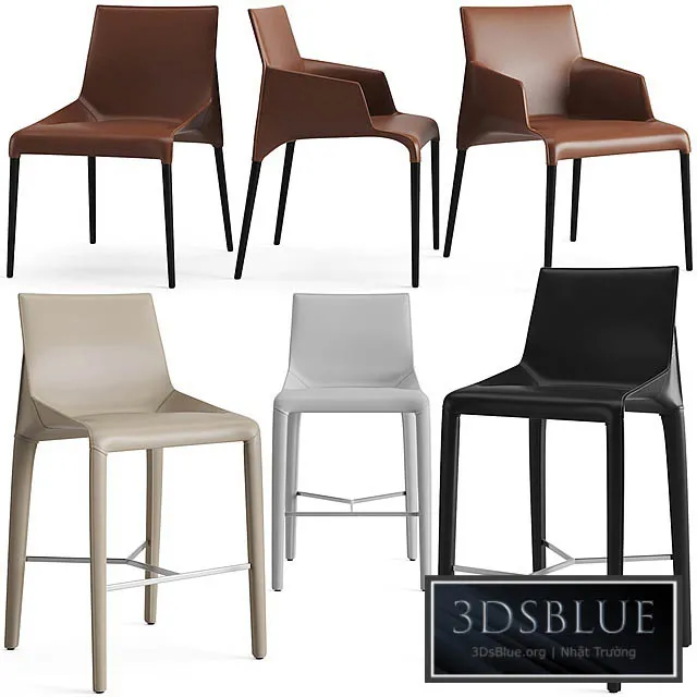 Poliform Seattle Dining Chair And Bar Stool 3DS Max - thumbnail 3