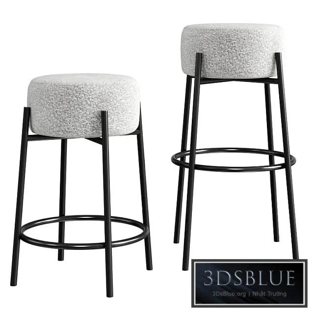 Cb2 Peg Upholstered Counter & Bar Stool 3DS Max - thumbnail 3
