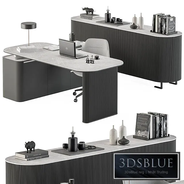 Boss Desk Black and Gray – Office Furniture 236 3DS Max - thumbnail 3