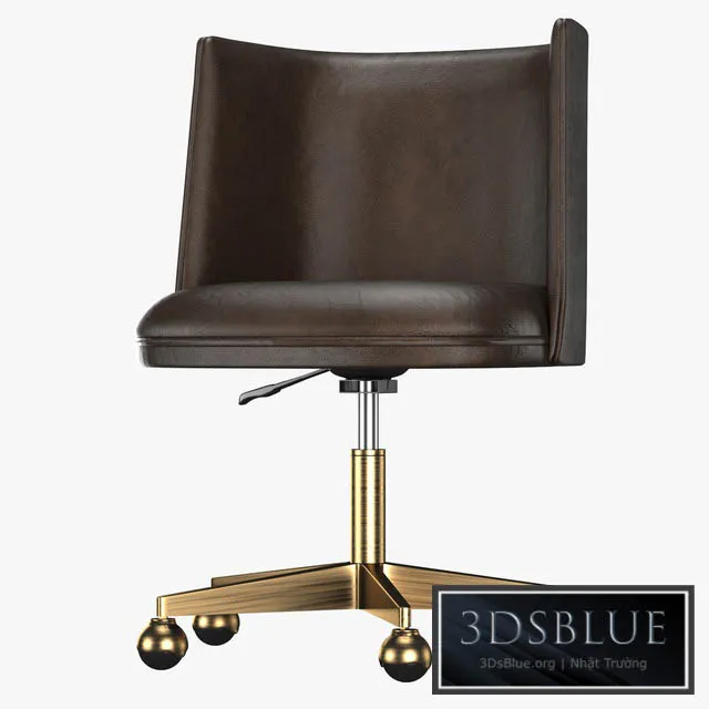 KINNEY LEATHER DESK CHAIR – ANTIQUED BRASS 3DS Max - thumbnail 3