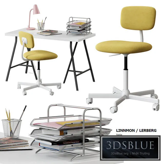 Ikea \/ Linnmon – Lerberg Table + Bleckberget Chair 3DS Max - thumbnail 3