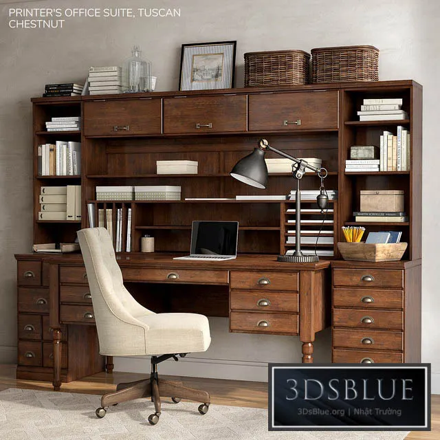 Pottery barn PRINTER'S OFFICE SUITE 3DS Max - thumbnail 3