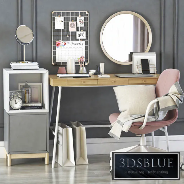IKEA LILLASEN dressing table and workplace 3DS Max - thumbnail 3