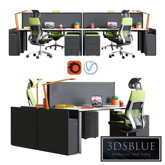 Steelcase – Office Table FrameOne Work Space 3DS Max - thumbnail 3