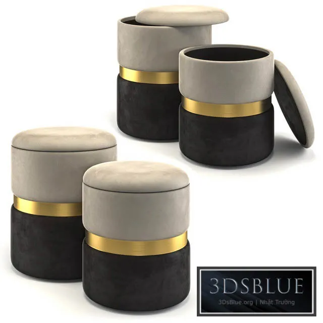 Set of 2 ottomans New-York My Interno 3DS Max - thumbnail 3
