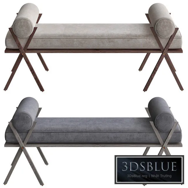 Mid Century Upholstery Bench 3DS Max - thumbnail 3