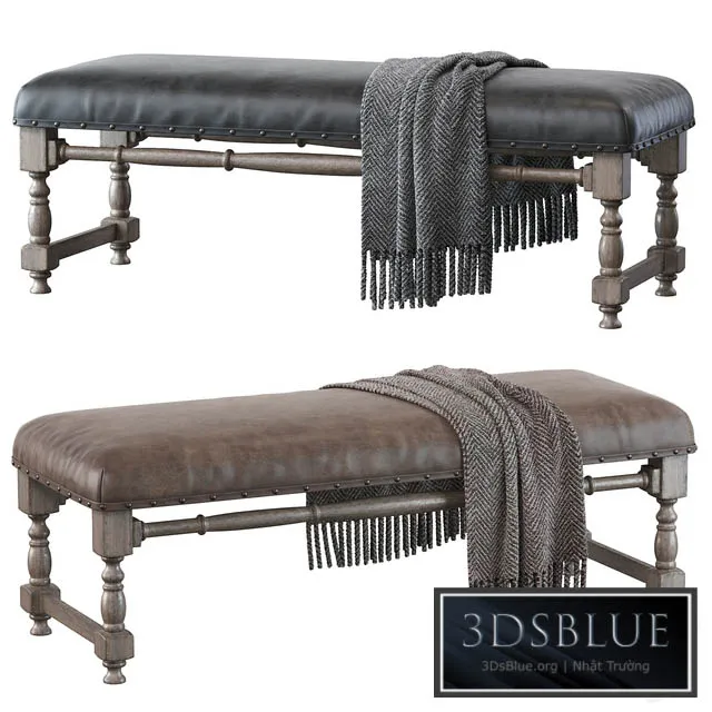 Light Gray Upholstered Accent Bench 3DS Max - thumbnail 3