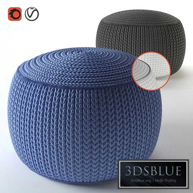 Knitted ottoman 3DS Max - thumbnail 3