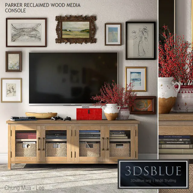 Pottery barn PARKER MEDIA CONSOLE 3DS Max - thumbnail 3