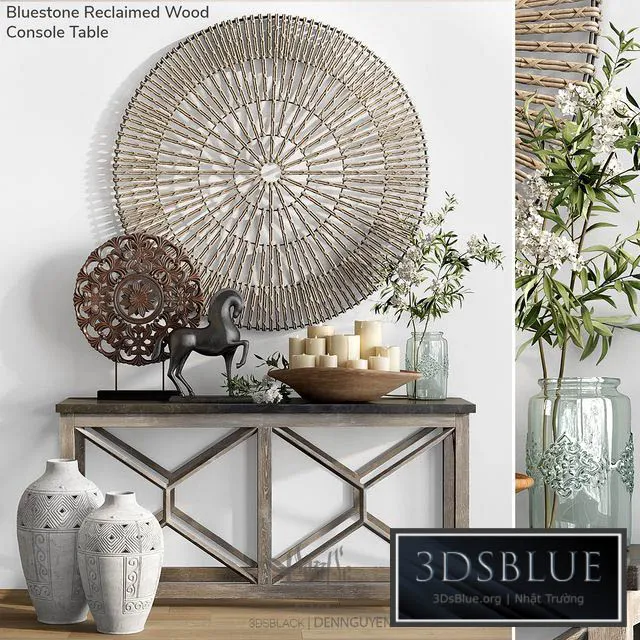 Pottery Barn BLUESTONE RECLAIUMED WOOD CONSOLE TABLE 3DS Max - thumbnail 3
