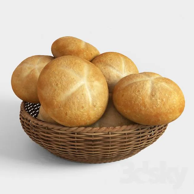 Basket with buns 3DS Max - thumbnail 3