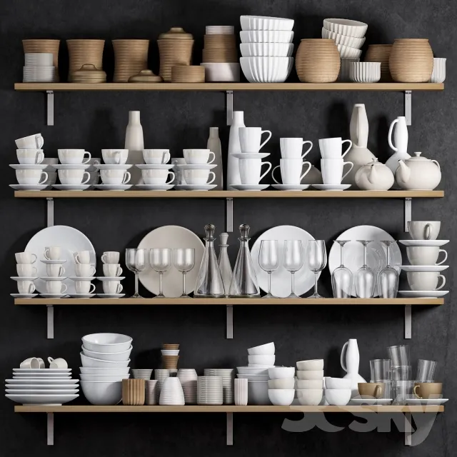 KITCHEN SHELF WITH UTENSILS 3DS Max - thumbnail 3