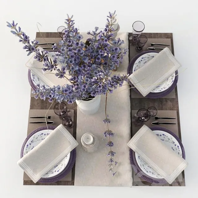 Table setting with lavender 3DS Max - thumbnail 3