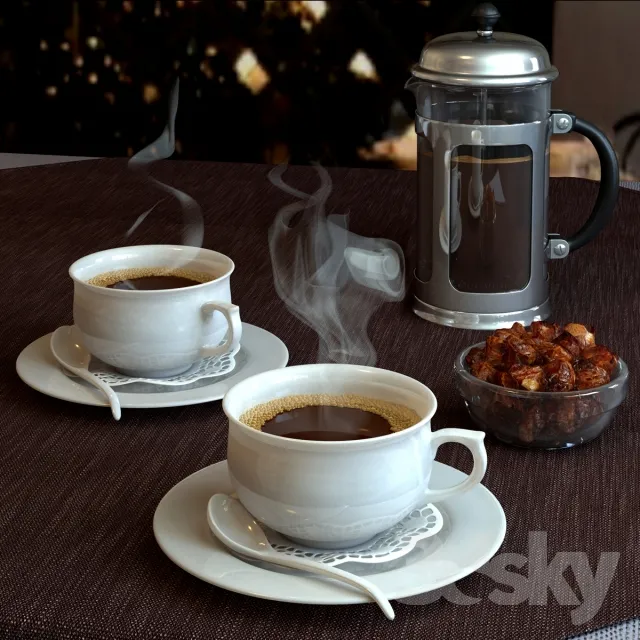 Coffee and coffee maker 3DS Max - thumbnail 3