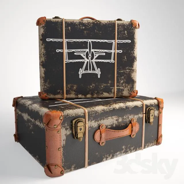Chest Deco Suitcase Aviation Kare 3DS Max - thumbnail 3